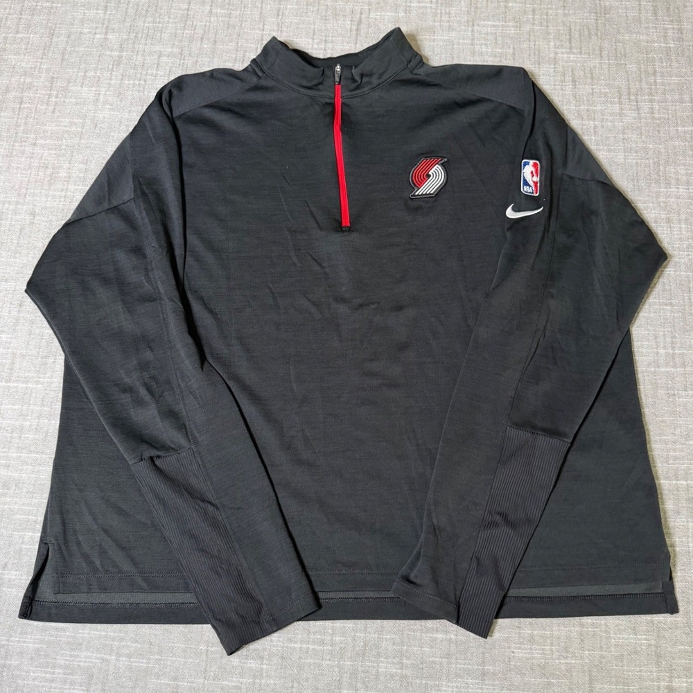 Nike Portland Trail Blazers NBA Dri-FIT Quarter Zip Pullover Black XL CN4255-010